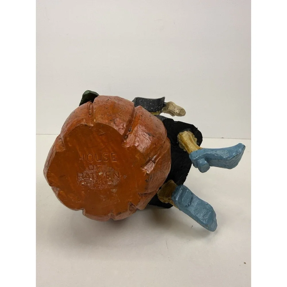 Vintage House Of Hatten Halloween Witch Sitting on Pumpkin Folk Star 1992